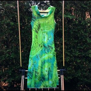 Vintage 90s tie dye cowl neck midi dress